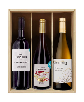 Le trio gagnant des abonnés - 3 bouteille & caisse bois