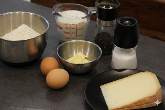 Foto de los ingredientes para los mini cannelés