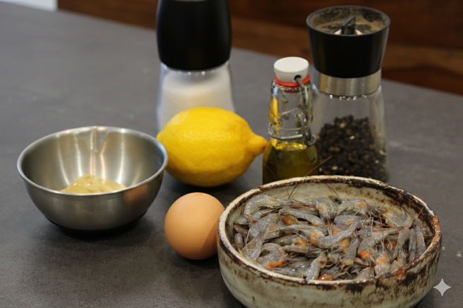 Foto de los ingredientes del camarón gris