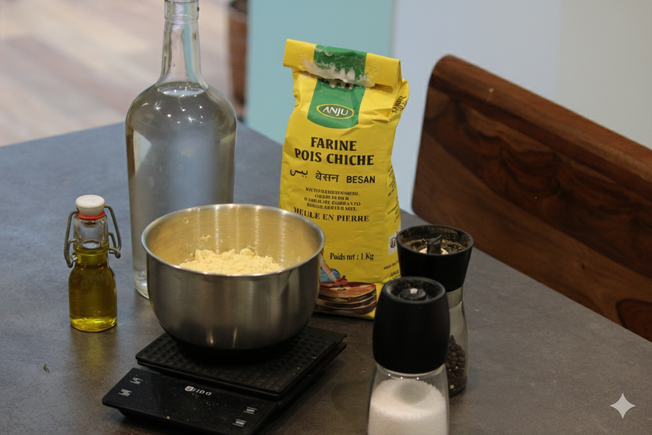 Foto de los ingredientes para los mini cannelés