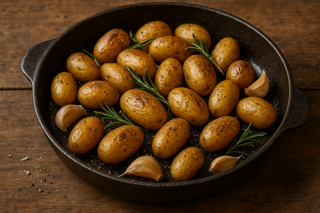 Foto del plato de patatas nuevas